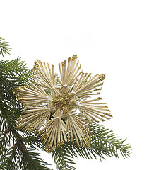 Image showing straw star and fir branch