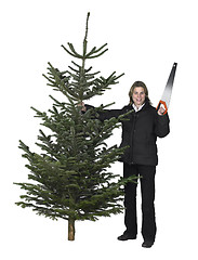 Image showing woman and christmas tree