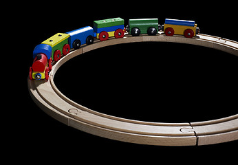 Image showing wooden toy train on tracks