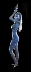 Image showing blue bodypainted woman