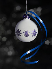 Image showing Christmas bauble with blue bow