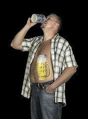 Image showing drinking man with beer belly