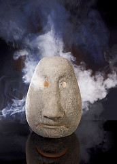 Image showing illuminated sad ceramic head