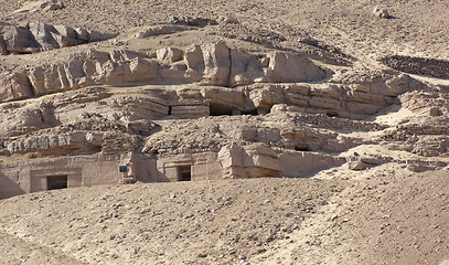 Image showing rock cut tombs near Aswan