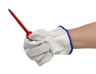 Image showing gloved hand with screwdriver