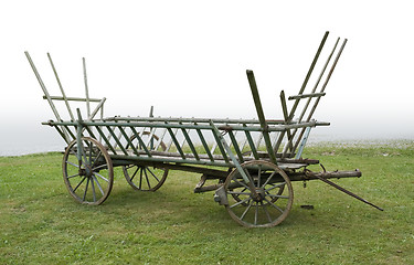 Image showing historic hayrack on a meadow