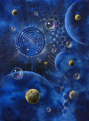 Image showing abstract picture with planets and bubbles