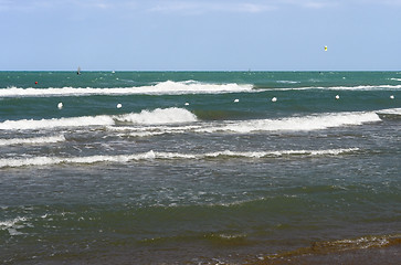 Image showing surfers on green sea in Italy