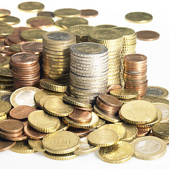 Image showing stacked euro coins