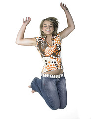 Image showing funny blond jumping girl