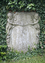 Image showing decorative old memorial stone