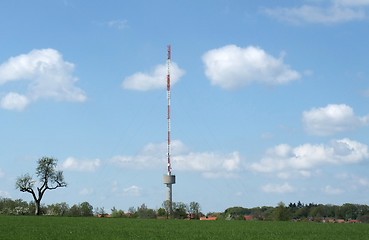 Image showing radio tower in rural surrounding