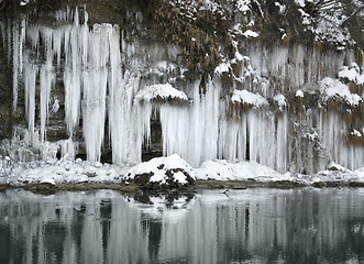 Image showing river and lots of icicles