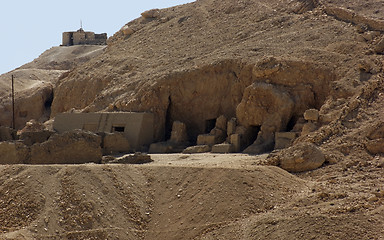 Image showing rock cut tombs in Egypt