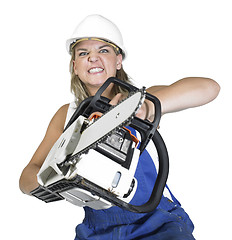 Image showing aggressive weird chain saw girl