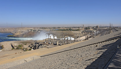 Image showing Aswan Dam in Egypt at evening time