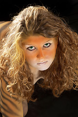 Image showing bodypainted tiger girl portrait