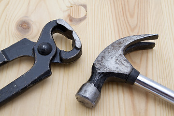 Image showing Old wrench and hammer 