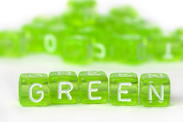 Image showing Text Green on colorful cubes