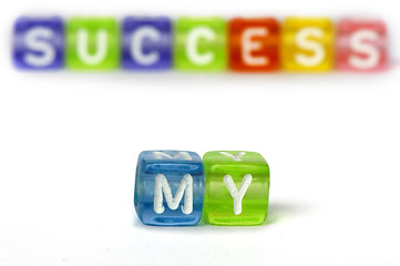 Image showing Text My success on colorful wooden cubes