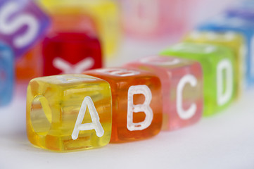 Image showing Text A B C on colorful wooden cubes