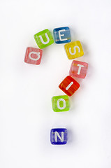 Image showing Text nd sign question on colorful cubes 