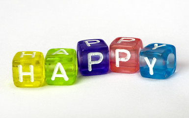 Image showing Text happy of colorful cubes