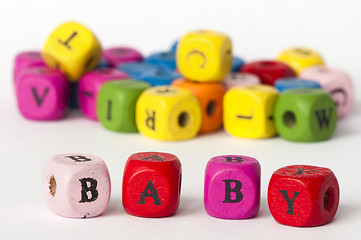 Image showing Text baby on colorful cubes