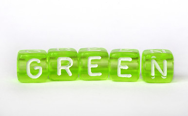 Image showing Text Green on colorful cubes