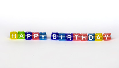 Image showing Text Happy Birthday on colorful wooden cubes