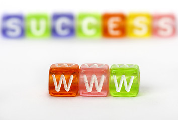 Image showing Text WWW and success on colorful cubes