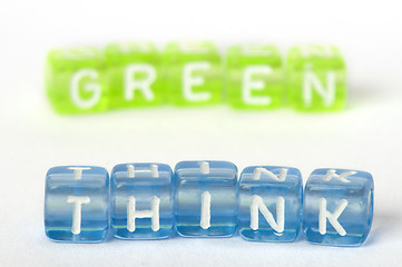 Image showing Text Think green on colorful cubes