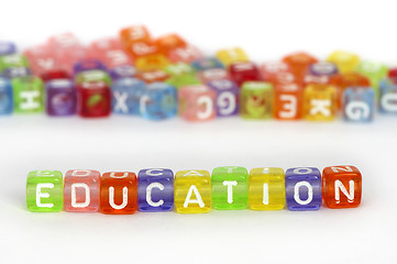 Image showing Text Education on colorful wooden cubes