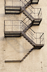 Image showing Old building metal emergency exit stairs down 