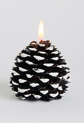 Image showing Burning decorative candle. 