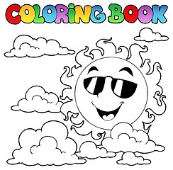 Image showing Coloring book with Sun and clouds 1