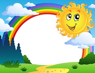 Image showing Landscape with rainbow and Sun 2