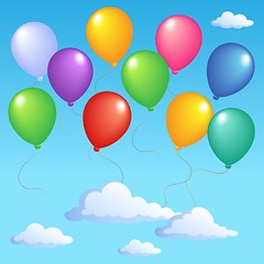 Image showing Blue sky with inflatable balloons 1