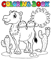 Image showing Coloring book desert with camel 2