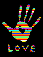 Image showing handprint with love