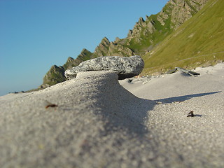 Image showing stone on windswept beach