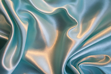 Image showing Smooth elegant blue silk as background