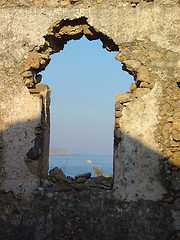 Image showing ferry from ruined window