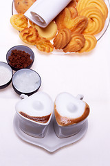 Image showing heart shaped espresso coffee cappuccino cups