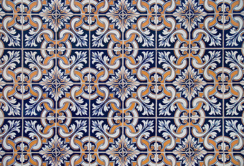 Image showing Traditional Portuguese glazed tiles