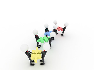 Image showing Partnership. Image contain puzzles and businessmen