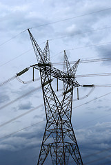 Image showing Electrical tower in the biggest hydroelectric plant of the world