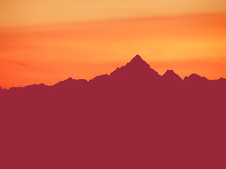 Image showing Mountain sunset skyline