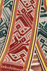 Image showing Linen tape with a national pattern, a close up