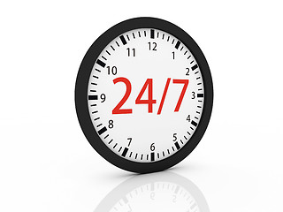 Image showing one clock with the numbers 24 and 7 on center, concept of full a